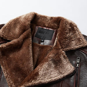 Herren Vintage PU Fleece Lederjacke