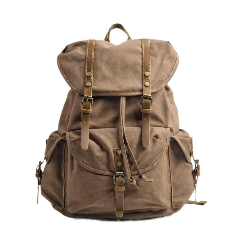 Men's Retro Outdoor Large Capacity Multi-Pocket Canvas Backpack