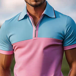 Klassisches, lässiges Golf-POLO-Shirt für Herren mit Kontrastnähten und kurzen Ärmeln