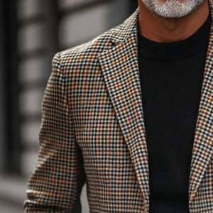 Men's Vintage Check Lapel Single Breasted Blazer