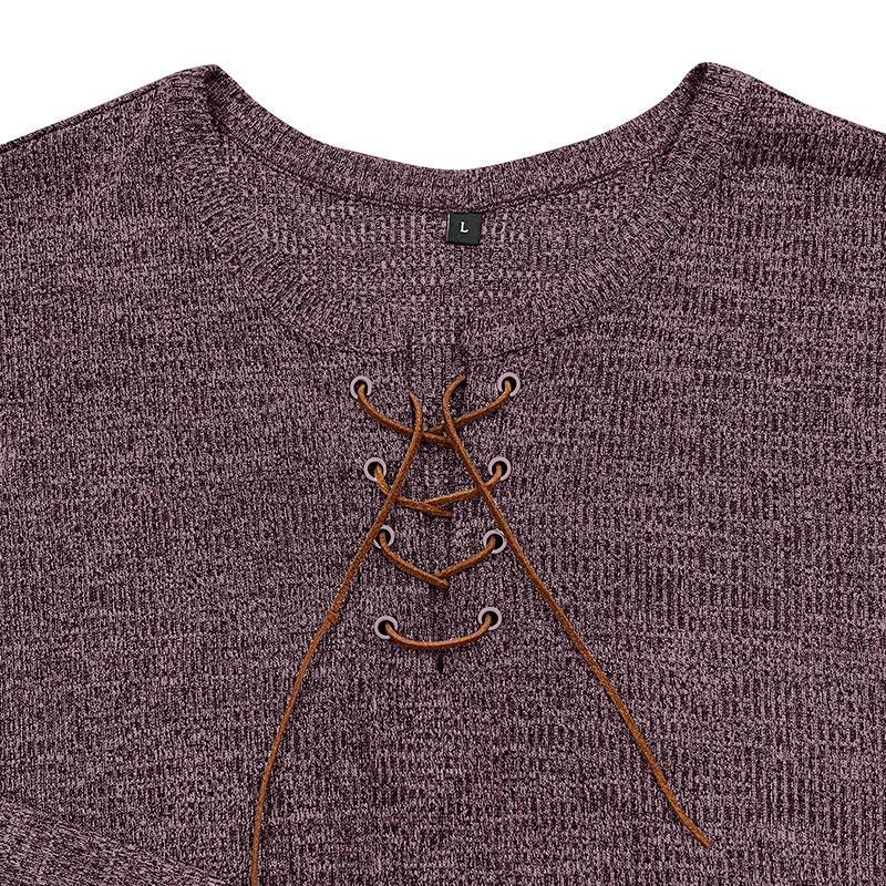 Herren-Henley-T-Shirt mit Rundhalsausschnitt und Krawatte, langärmelig, für den Außenbereich