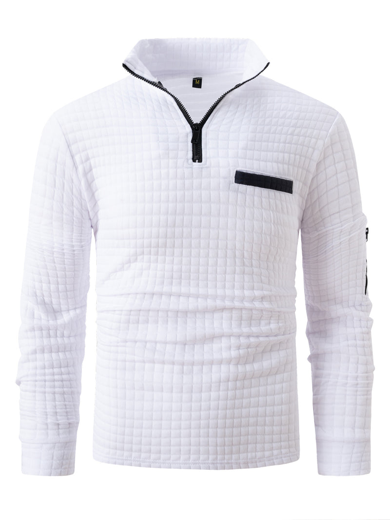 MEN'S CHECKERED POLO SHIRT WITH ARM ZIPPER AND SPORTS POLO SHIRT