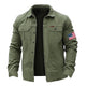 Men's Vintage American Flag Outdoor Lapel Cargo Shirt Jacket