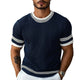 Men's Contrast Web Round Neck Knitted Short Sleeve T-Shirt