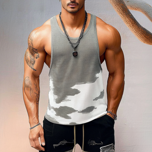 Men's Casual U-neck Slim Fit Jacquard Knitted Tank Top