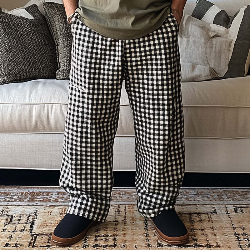 Men's Spring Fashion Plaid Casual Pants
