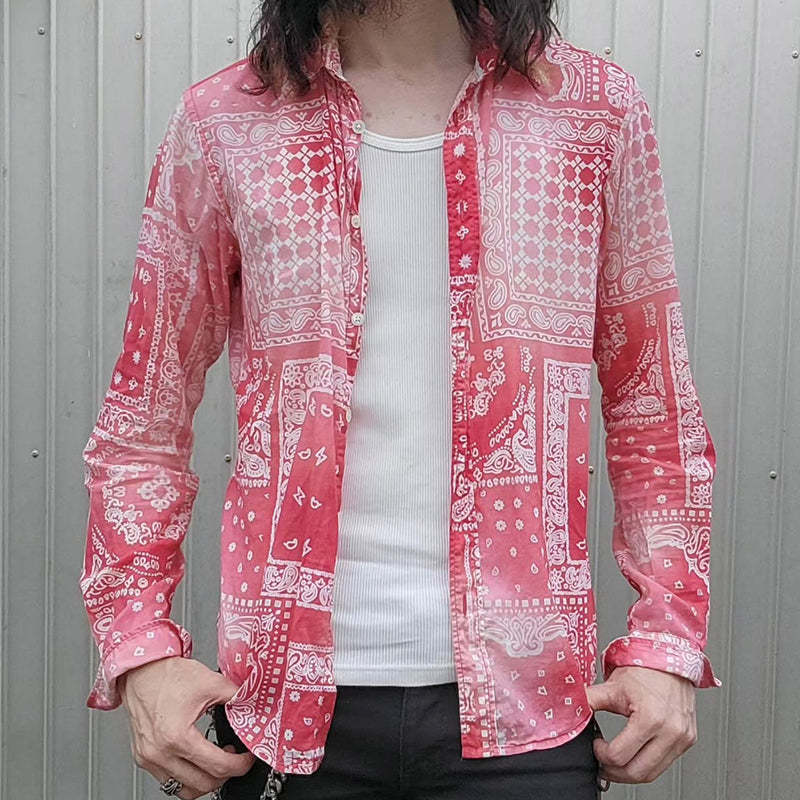 Herren Vintage Casual Perris Print Revers Langarmhemd