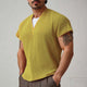 Men's Summer Basic V-neck Textured Short-sleeved T-shirt