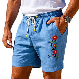 Einfache, bestickte, leichte Strandshorts für Herren