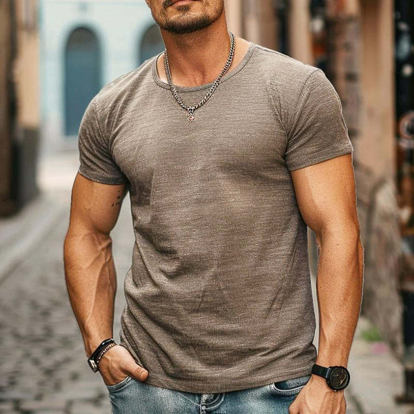 Men's Round Neck Casual Short Sleeve T-shirt