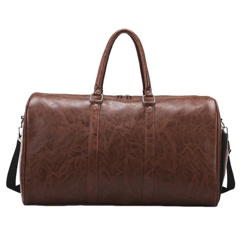 Men's Vintage Large Capacity Leather Sports Fitness Travel Bag