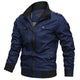 CASUAL SOLID COLOR JACKET WITH ZIPPER STAND COLLAR COTTON JACKET