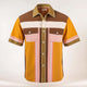 Men's Retro Contrast Stripe Print Short Sleeve Shirt