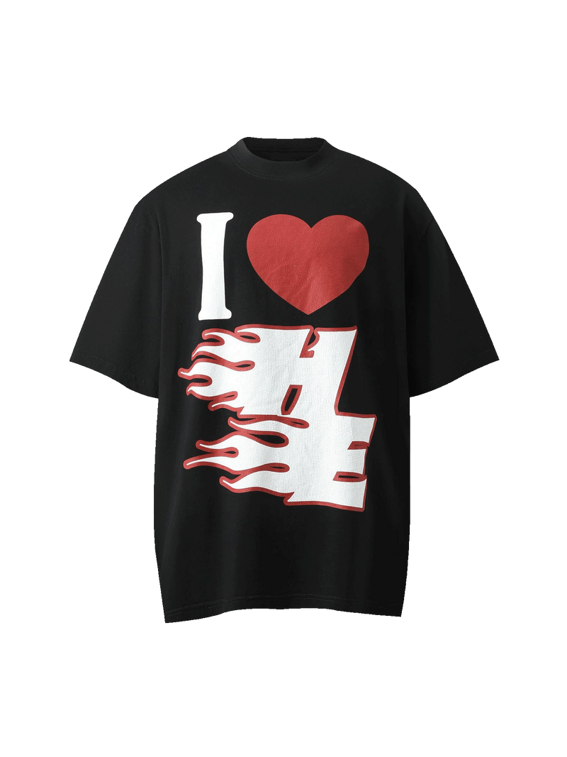 Love Heart Fun Print Street Rap T-Shirt