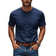 Lässiges Herrenhemd aus Baumwolle mit Rundhalsausschnitt, einreihig, Slim Fit, kurzärmelig