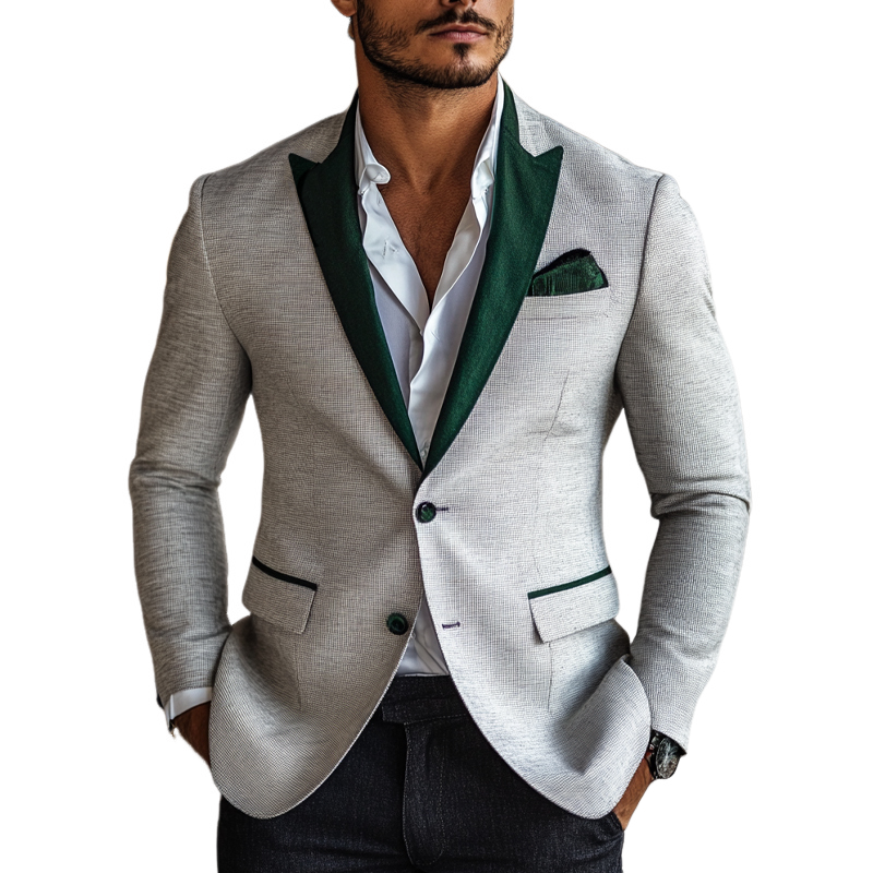 Herren-Blazer aus kontrastierendem Samt aus Baumwolle und Leinen 