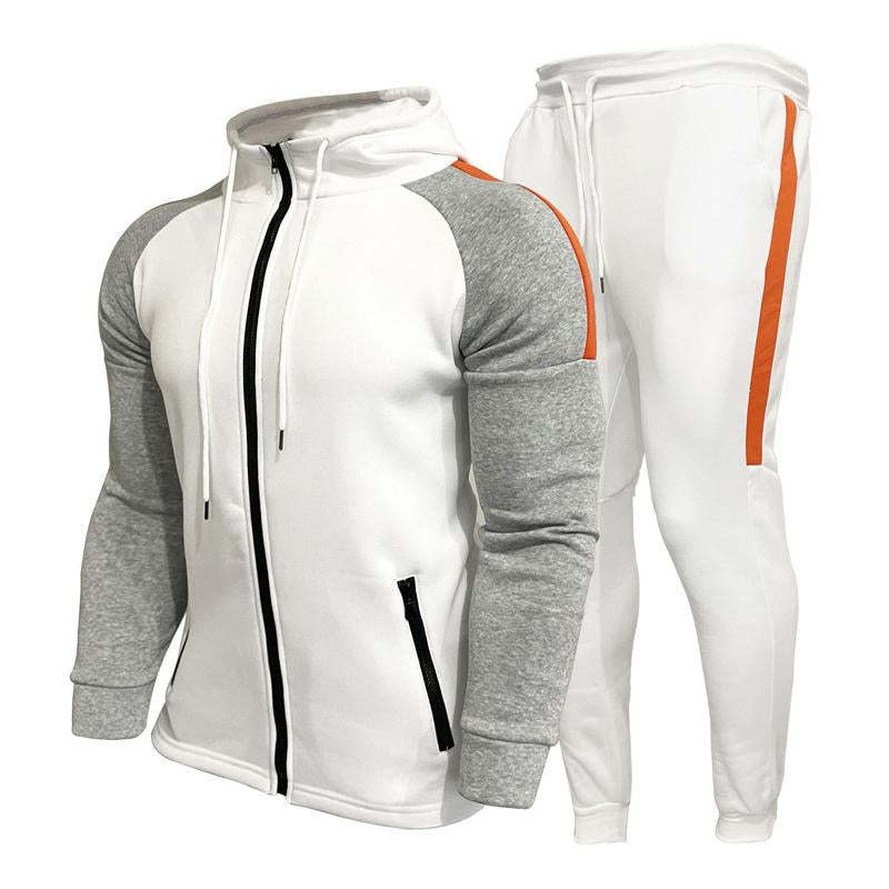 Herren-Set mit Kapuzenpullover in Kontrastfarbe und Freizeithose