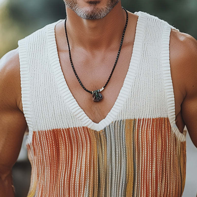 Lässiges, gestricktes Tanktop mit V-Ausschnitt für Herren im Sommer