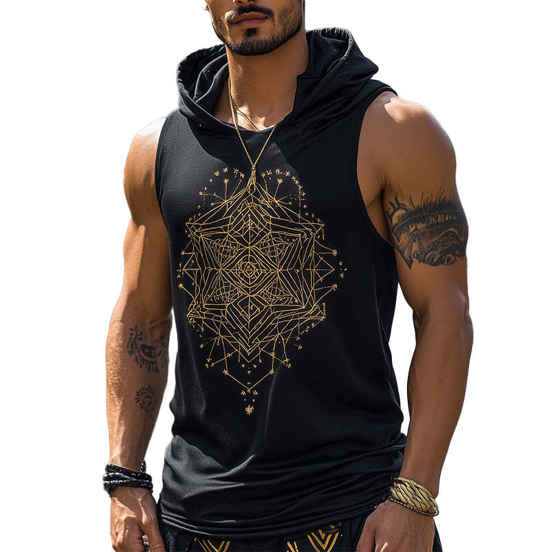 Personalisiertes, modisch bedrucktes Tanktop mit Kapuze für Herren