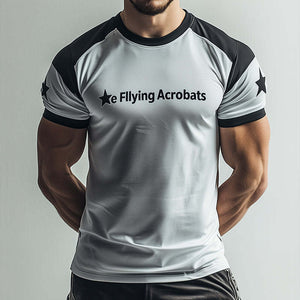 Men's Retro Casual "The Flying Acrobats" Star Print Crew Neck Short Sleeve T-Shirt
