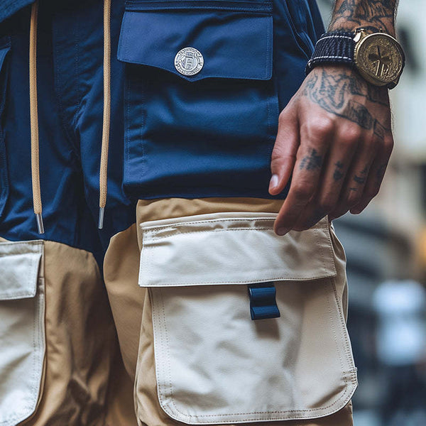 Herren-Cargo-Shorts mit Kontrast-Multi-Taschen