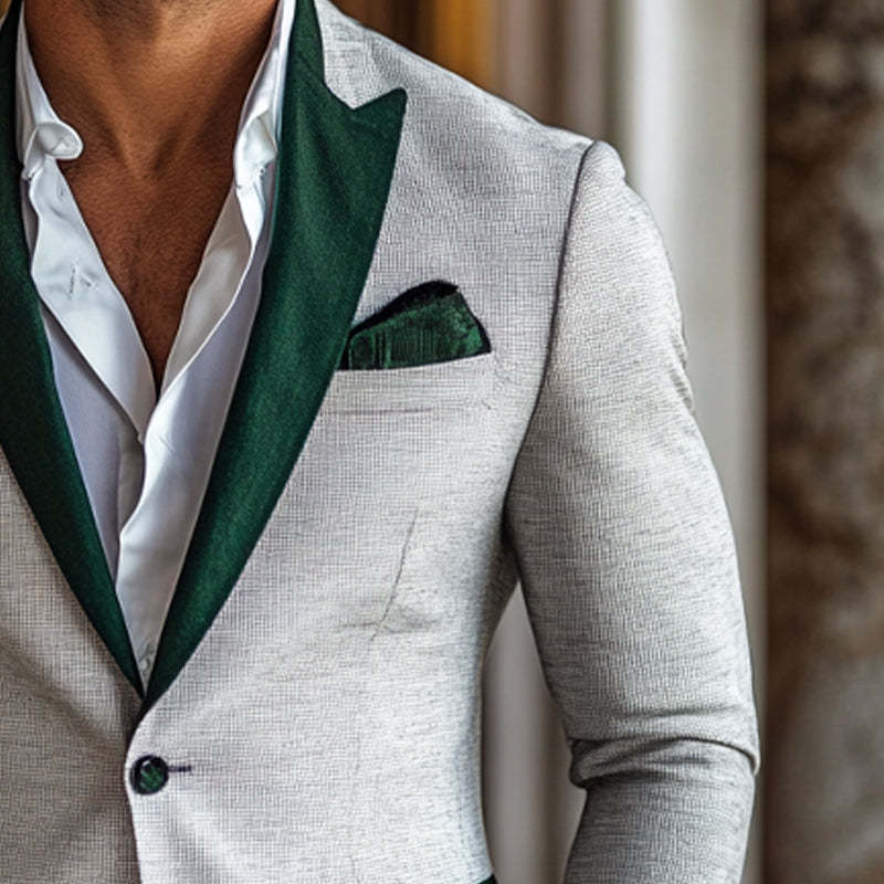 Herren-Blazer aus kontrastierendem Samt aus Baumwolle und Leinen 