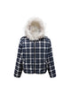 Plaid Sherpa Lined  Fur Hooded Jacket