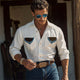 Herren Vintage Langarmhemd aus Baumwolle