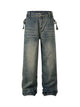 Washed Distressed Waistband Straight Jeans