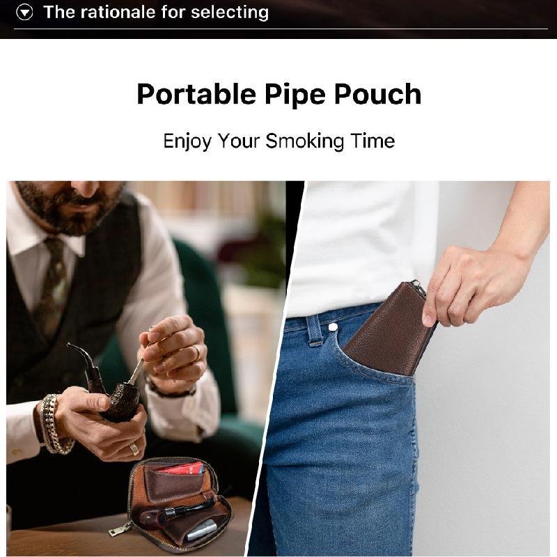 Men's Multifunctional Portable Tobacco Leather Storage Bag