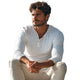 Lässiges Herren-T-Shirt aus Baumwollmischung mit Henley-Ausschnitt und schmaler Passform, langärmlig