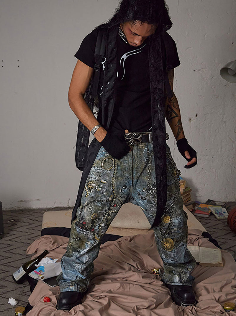 Graffiti BORO Destruction Chain Jeans