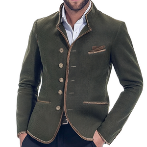 Herren Vintage Army Green Stehkragen Twill Button Jacke