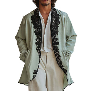 Men's Spring Fashion Lace Embroidery Thin Jacket