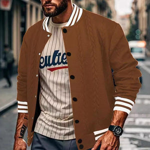 Men's Casual Single Breasted Cardigan Baseball Jacket