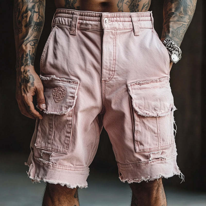 Modische Jeansshorts mit ungesäumten Kanten für Herren