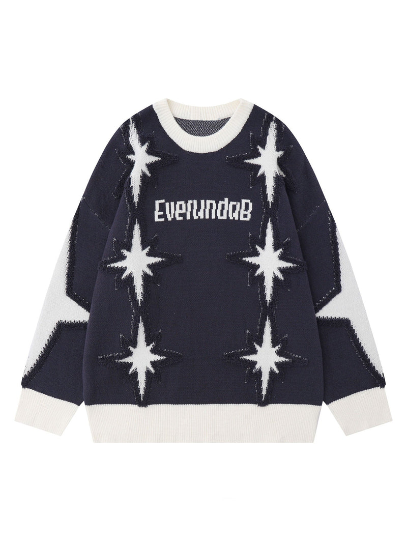 Star Jacquard Crew Neck Sweater