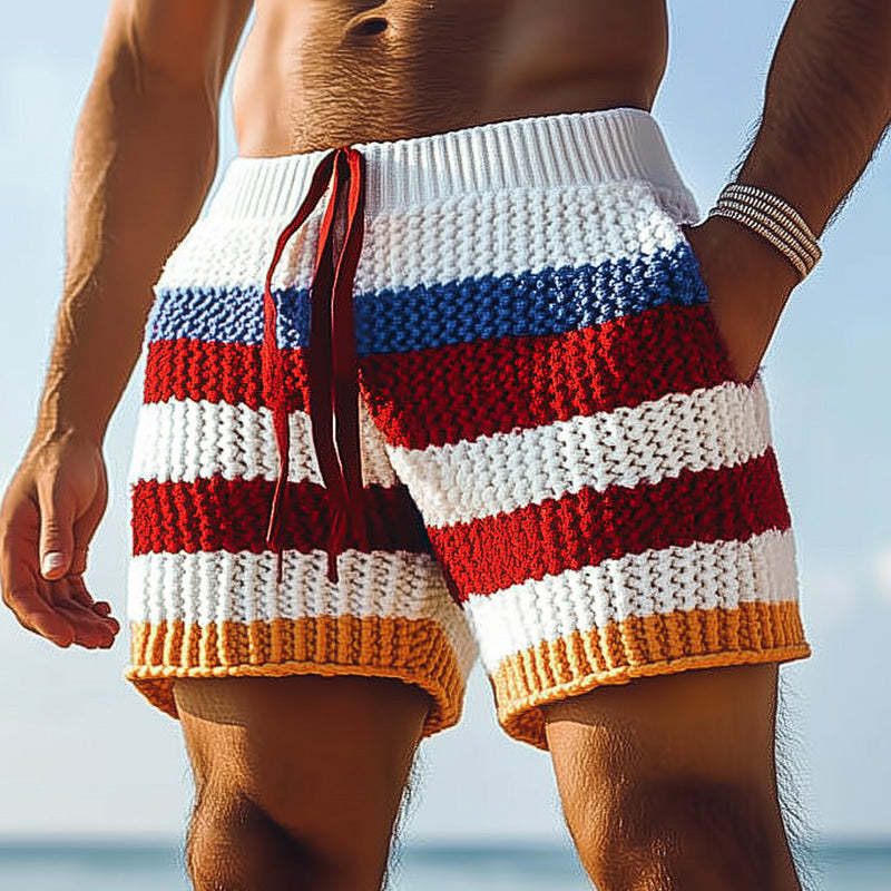 Herren Frühlingsmode Gestreifte Gewebte Sport-Freizeitshorts
