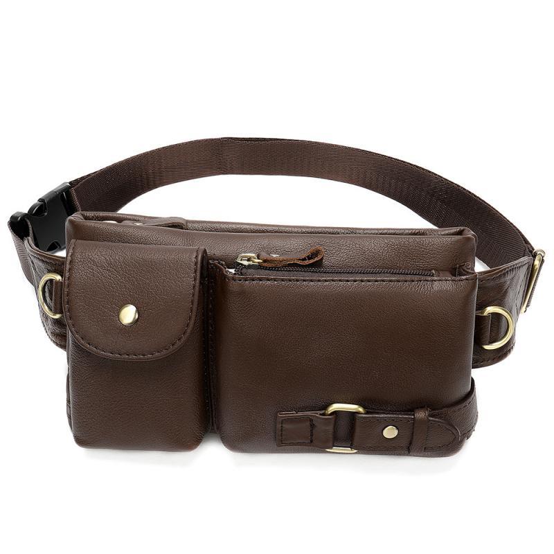 Men's Classic Genuine Leather Waist And Messenger Bag