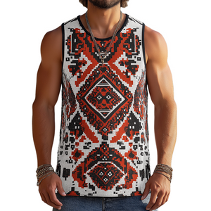 Men's Retro Casual Ethnic Style Printed Round Neck Tank Top