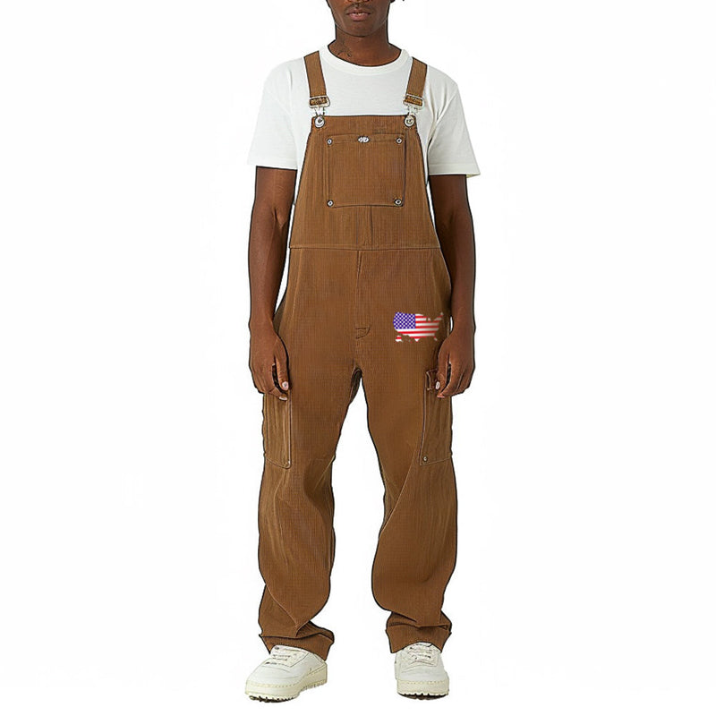 Men's Retro Multi-Pocket Casual Loose Straight Overalls