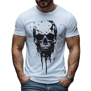 Herren-T-Shirt mit Rundhalsausschnitt und kurzen Ärmeln im Retro-Stil und Totenkopf-Print