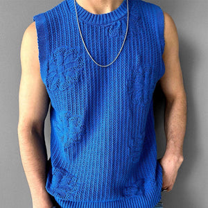 Gestricktes Jacquard-Tanktop mit Rundhalsausschnitt für Herren