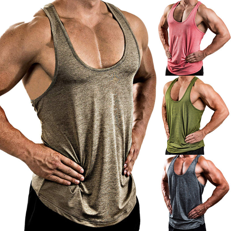 MEN'S SOLID COLOR V-NECK SLEEVELESS TOP T-SHIRT VEST TANK TOP