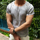 Men's Vintage Cotton Hole Round Neck Short Sleeve T-Shirt