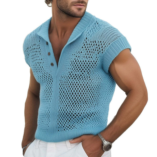 Men's Summer Fashion Knitted Mesh Breathable T-shirt