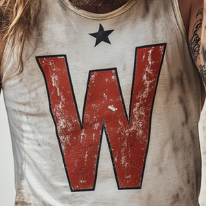 Lässiges Tanktop mit Rundhalsausschnitt und Retro-Rock-Aufdruck „WoW“ für Herren