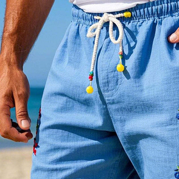 Einfache, bestickte, leichte Strandshorts für Herren