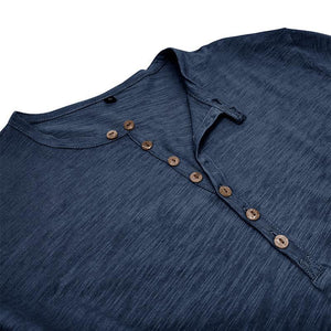 Men's Casual Multi-Button Henley Collar Long Sleeve T-Shirt