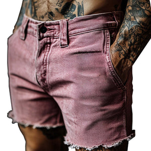 Einfache Vintage-Jeansshorts für Herren mit rohen Kanten